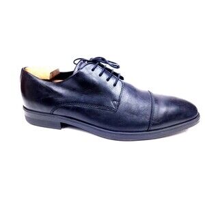 Ecco Melbourne Cap Toe Oxfords Men's Black Leather Shoes sz 44 US 10-10.5